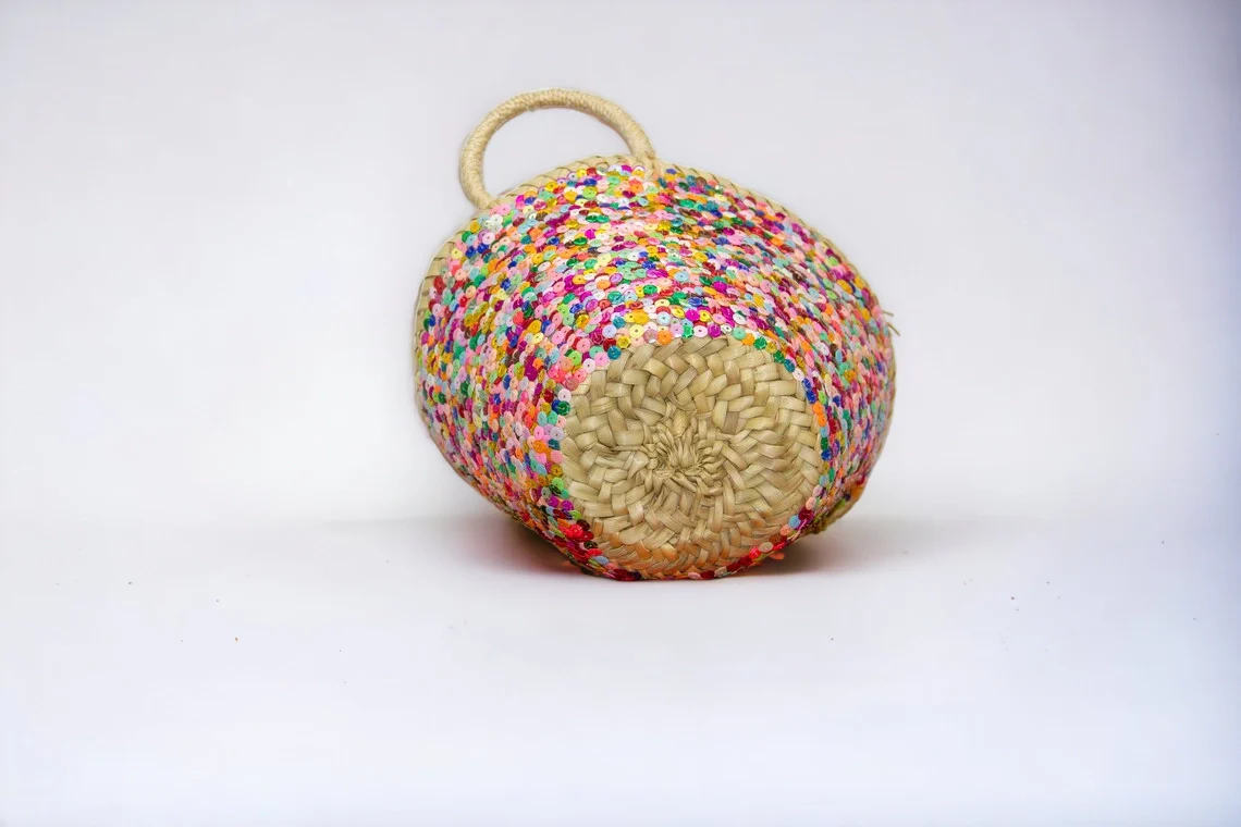 Multicolored Small Basket with Sequin - Image 5