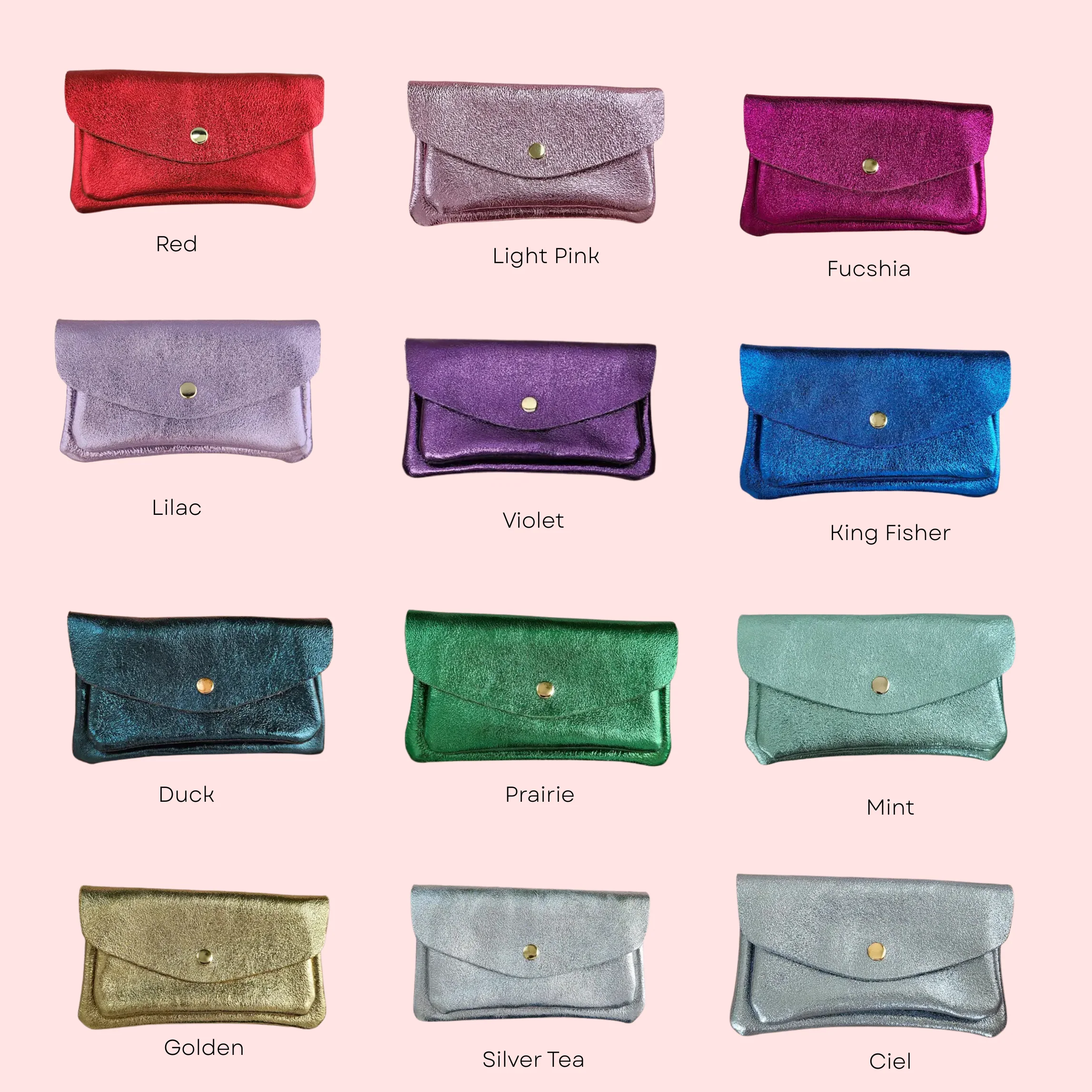 Metallic Leather Wallet - Colours assorted - Image 3